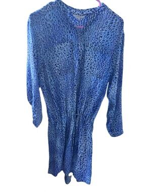 Rebecca Taylor Blue Leopard-Print Dress